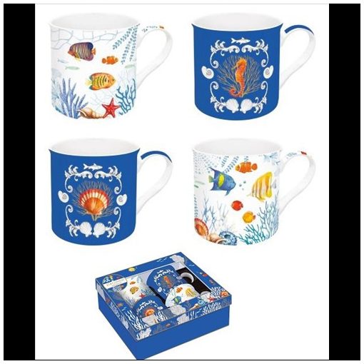 Porcelánbögre 4db-os 300ml, dobozban, Aquarium, Atmosphere