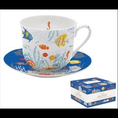   Porcelán reggelizőcsésze + alj 400ml, dobozban, Aquarium, Atmosphere