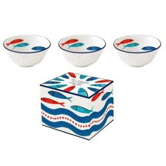   Porcelán tálkaszett S/3 10cm dobozban, Sardine's Party