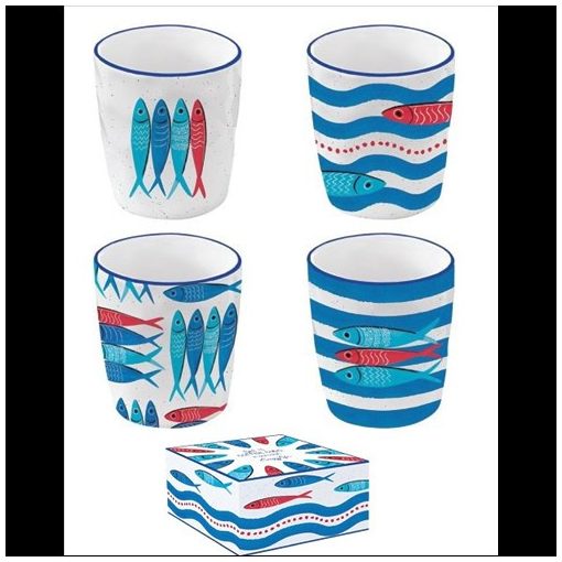 Porcelán eszpresszó pohárszett 4db-os 120ml, dobozban, Sardine's Party