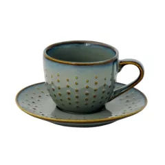 Porcelán eszpresszócsésze + alj 110ml, Drops Celadon