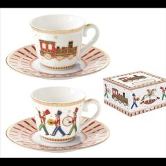   Porcelán eszpresszócsésze + alj 2 személyes, 80ml, dobozban, Polar Express