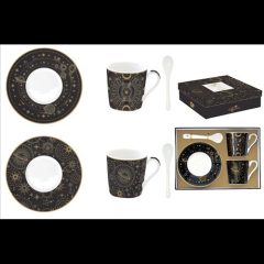   Porcelán eszpresszócsésze + alj 2 személyes, 100ml, kanállal,  dobozban, Coffee Mania, Celestial