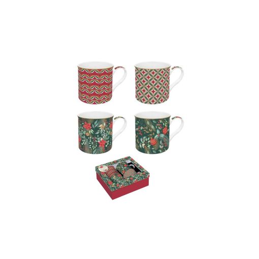 Porcelán bögreszett 4 db-os, 300ml, dobozban, Atmosphere, Christmas Joy – Easy Life-Nuova
