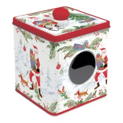 Ablakos fémdoboz 13x13x14,5cm, Joyful Santa