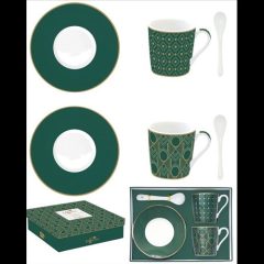   Easy Life-Nuova Porcelán eszpresszócsésze+alj 2 személyes, 100ml, kanállal,  dobozban, Coffee Mania, Charleton