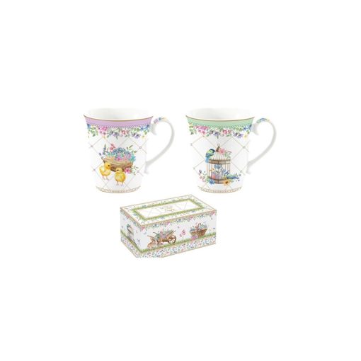 Porcelán bögreszett 2db-os, 275ml, dobozban, Spring Bloom – Easy Life-Nuova
