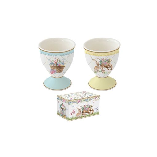 Porcelán tojástartó 6,5cm, 2 db-os, dobozban, Spring Bloom – Easy Life-Nuova