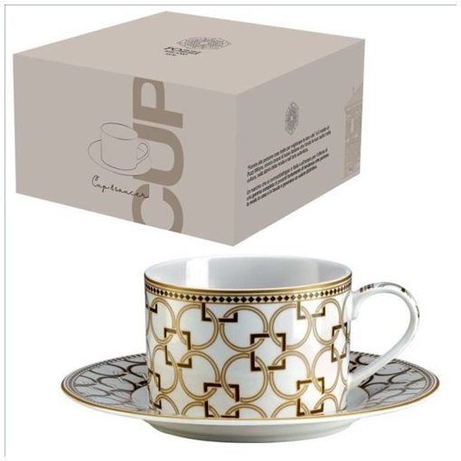 Pozzi Milano Porcelán teáscsésze+alj 220ml dobozban, Déco