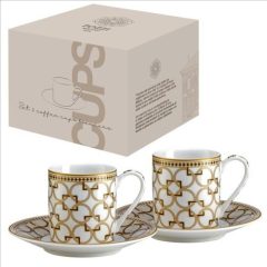   Pozzi Milano Porcelán eszpresszócsésze+alj 80ml, 2 személyes, dobozban, Déco