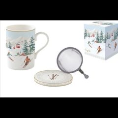 Porcelán szűrősbögre tetővel,350ml, dobozban, Chalet