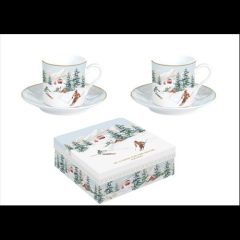   Porcelán eszpresszócsésze+alj 2 személyes,100ml, dobozban, Chalet
