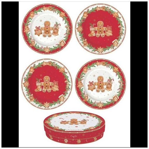 Easy Life-Nuova Porcelán desszerttányérszett 4db-os, 19cm dobozban, Fancy Gingerbread