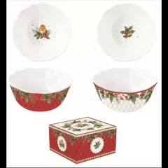   Porcelán tálkaszett 2 db-os,14x6cm, dobozban, Christmas Berries