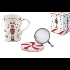   Porcelán szűrősbögre tetővel,350ml, dobozban, Nutcracker Twist