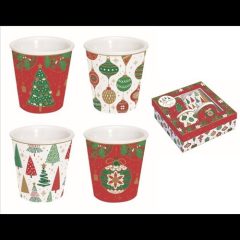   Porcelán eszpresszópohár 100ml,4 személyes, dobozban, Jingle Bells