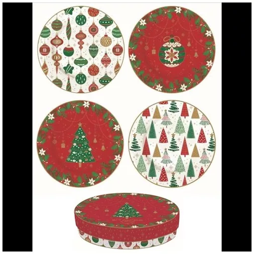 Porcelán desszerttányérszett 4db-os,19cm dobozban, Jingle Bells