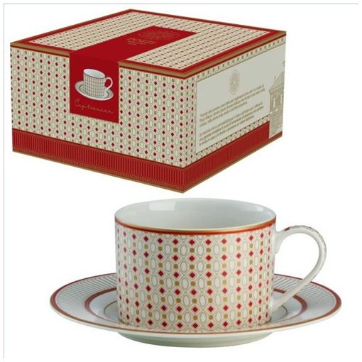 Pozzi Milano Porcelán teáscsésze+alj 220ml dobozban, Imperial