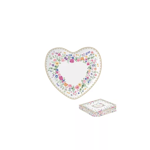 Porcelán szívtálca 20x19cm, dobozban, Mon Amour – Easy Life-Nuova
