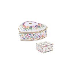   Porcelán fedeles ékszertartó tálka 12x12x6cm, dobozban, Mon Amour – Easy Life-Nuova