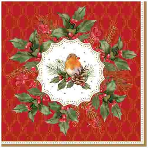 Papírszalvéta 33x33cm, Christmas Berries,20db-os