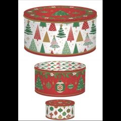   Fémdoboz 3 db-os szett kerek,20x8,5/17x8/13,5x6,5cm, Jingle Bells
