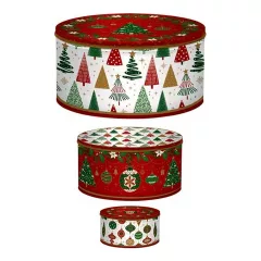   Fémdoboz 3 db-os szett kerek,20x8,5/17x8/13,5x6,5cm, Jingle Bells