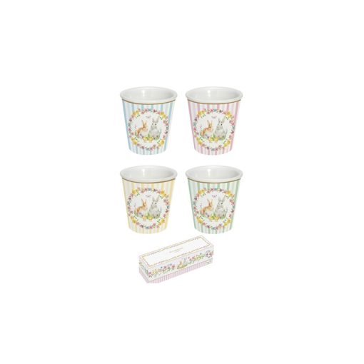 Porcelán eszpresszópohár 100ml, 4 személyes, dobozban, Happy Easter – Easy Life-Nuova