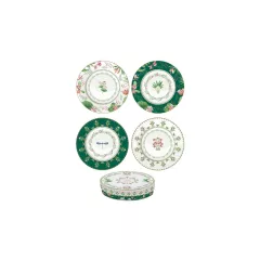   Porcelán desszerttányérszett 4db-os, 19cm dobozban, Botanic Chic – Easy Life-Nuova