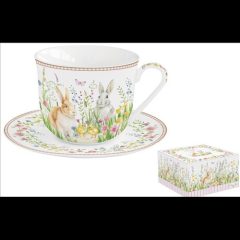   Easy Life-Nuova Porcelán reggelizőcsésze+alj 370ml dobozban, Happy Easter