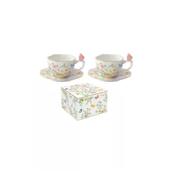   Porcelán eszpresszócsésze+alj 2 személyes 120ml dobozban, Dancing Butterflies – Easy Life-Nuova