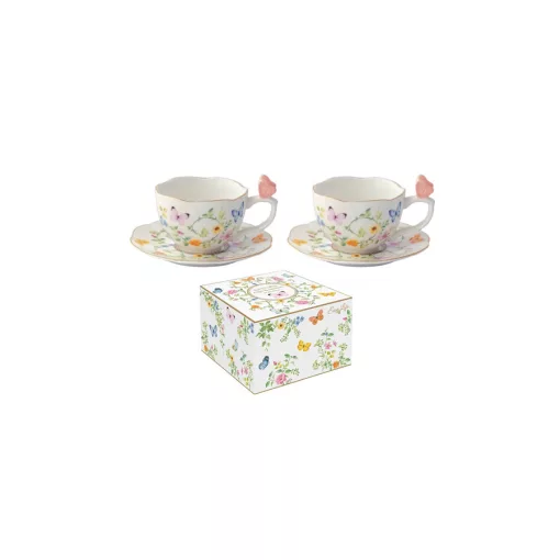 Porcelán eszpresszócsésze+alj 2 személyes 120ml dobozban, Dancing Butterflies – Easy Life-Nuova