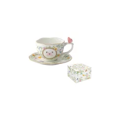   Porcelán teáscsésze+alj 240ml dobozban, Dancing Butterflies – Easy Life-Nuova