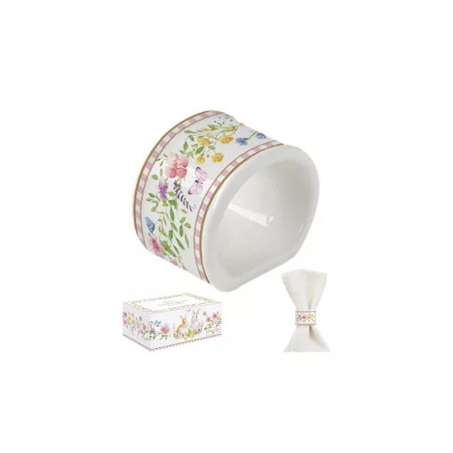 Porcelán szalvétagyűrű 4 db-os szett, 4,5cm, dobozban, Happy Easter – Easy Life-Nuova