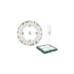   Porcelán tortatál lapáttal, 32cm, dobozban, Botanical Chic – Easy Life-Nuova