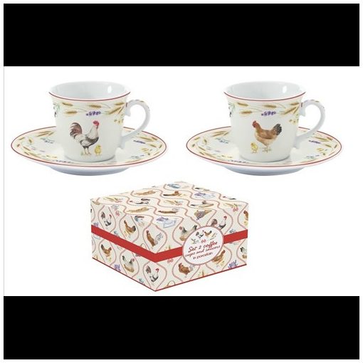 Easy Life-Nuova Porcelán eszpresszócsésze+alj 2 személyes, 80ml, dobozban, Country Life