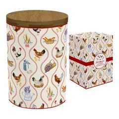   Easy Life-Nuova Porcelán konyhai tároló bambusz fedéllel, 11x16cm, dobozban, Country Life