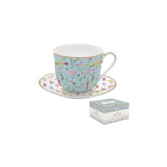   Porcelán reggelizőcsésze+alj,400ml, dobozban, Meadow Flowers, Atmosphere – Easy Life-Nuova
