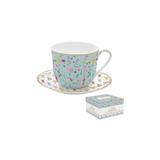 Porcelán reggelizőcsésze+alj,400ml, dobozban, Meadow Flowers, Atmosphere – Easy Life-Nuova