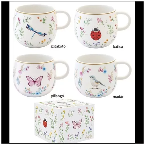 Easy Life-Nuova Porcelánbögre 400ml, dobozban, Fancy Garden