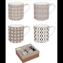   Easy Life-Nuova Porcelán bögreszett 4 db-os, 300ml, dobozban, Atmosphere, Geoethnic