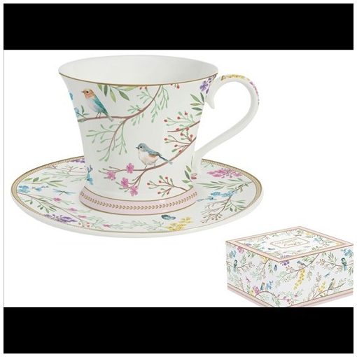 Easy Life-Nuova Porceláncsésze+alj 200ml, dobozban, Birds Melody