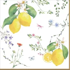   Easy Life-Nuova Papírszalvéta 33x33cm, Fleurs et Citrons, 20db-os