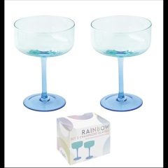   Easy Life-Nuova Champagne üvegpohárszett 2 db-os, színes, 300ml, dobozban, kék-világoskék, Rainbow