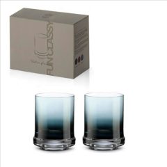   Pozzi Milano Üdítőspohár színes üvegből, 290ml, 2 db-os szett, Dark Blue