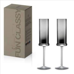   Pozzi Milano Pezsgőspohár színes üvegből, 190ml, 2 db-os szett, Smoke Grey