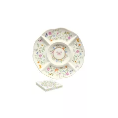   Porcelán kínálótálca dia25,5cm, dobozban, Dancing Butterfly – Easy Life-Nuova