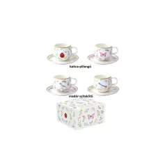   Porcelán eszpresszócsésze+alj 2 személyes, 120ml, dobozban, Fancy Garden – Easy Life-Nuova