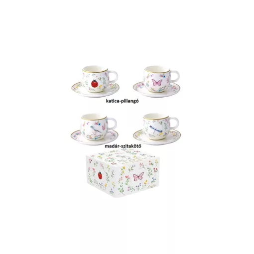 Porcelán eszpresszócsésze+alj 2 személyes, 120ml, dobozban, Fancy Garden – Easy Life-Nuova