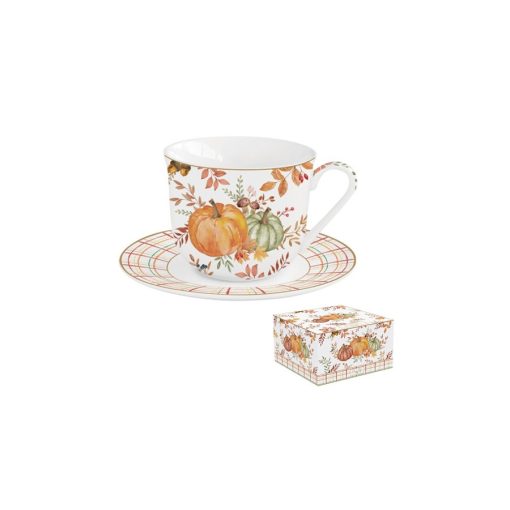 Porcelán reggelizőcsésze+alj 370ml dobozban, Harvest – Easy Life-Nuova